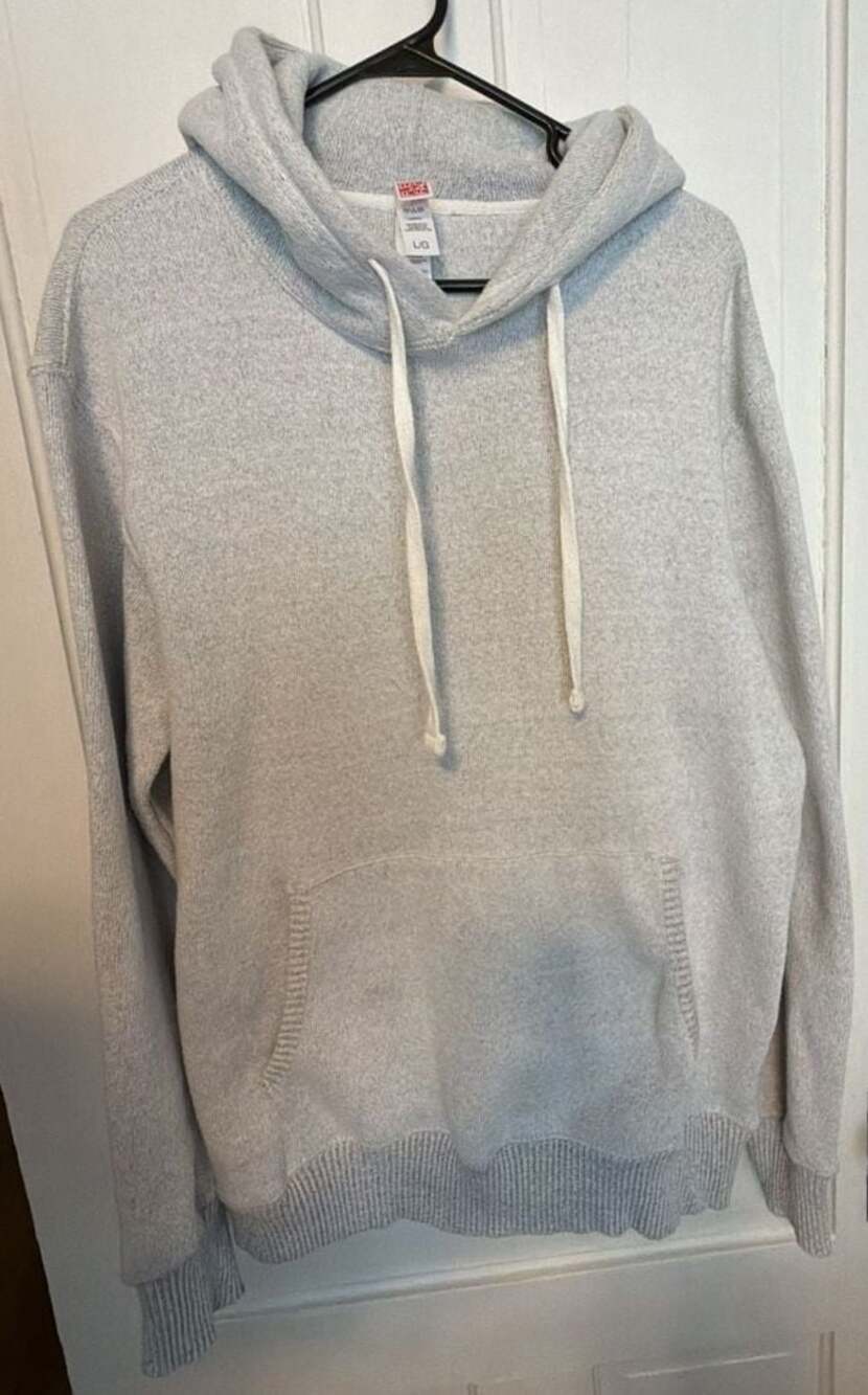 Fleece Factory Hoodie Mens large Gray Pullover Sweater Sweatshirt ^